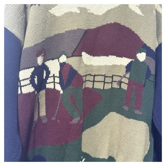 Vintage 90s Harry Rosen Jantzen golf cotton sweater with a landscape size L - Picture 3 of 3